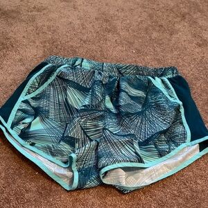 Women's Teal Patterned Athletic Shorts